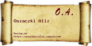 Oszaczki Aliz névjegykártya